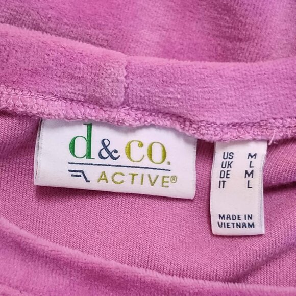 d&co pink, lilac long sleeved, crew neck velour tunic size M - Picture 9 of 10